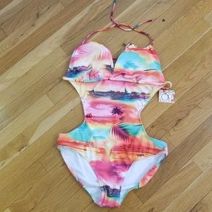 OP JUNIORS TROPICAL PRINT O/P SWIMSUIT 11/13